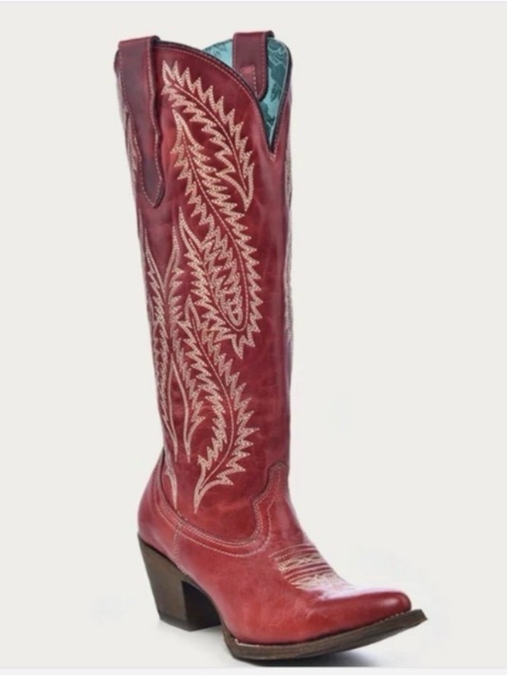 Corral Red Embroidered Western Knee-High Boots